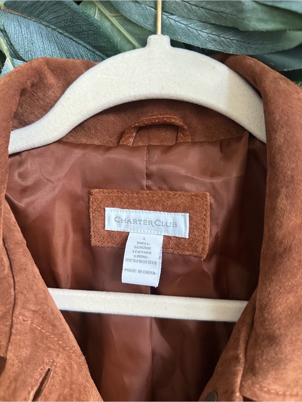 Charter Club Genuine Leather Cognac Brown Trucker Jacket Women's Medium - Picture 2 of 8